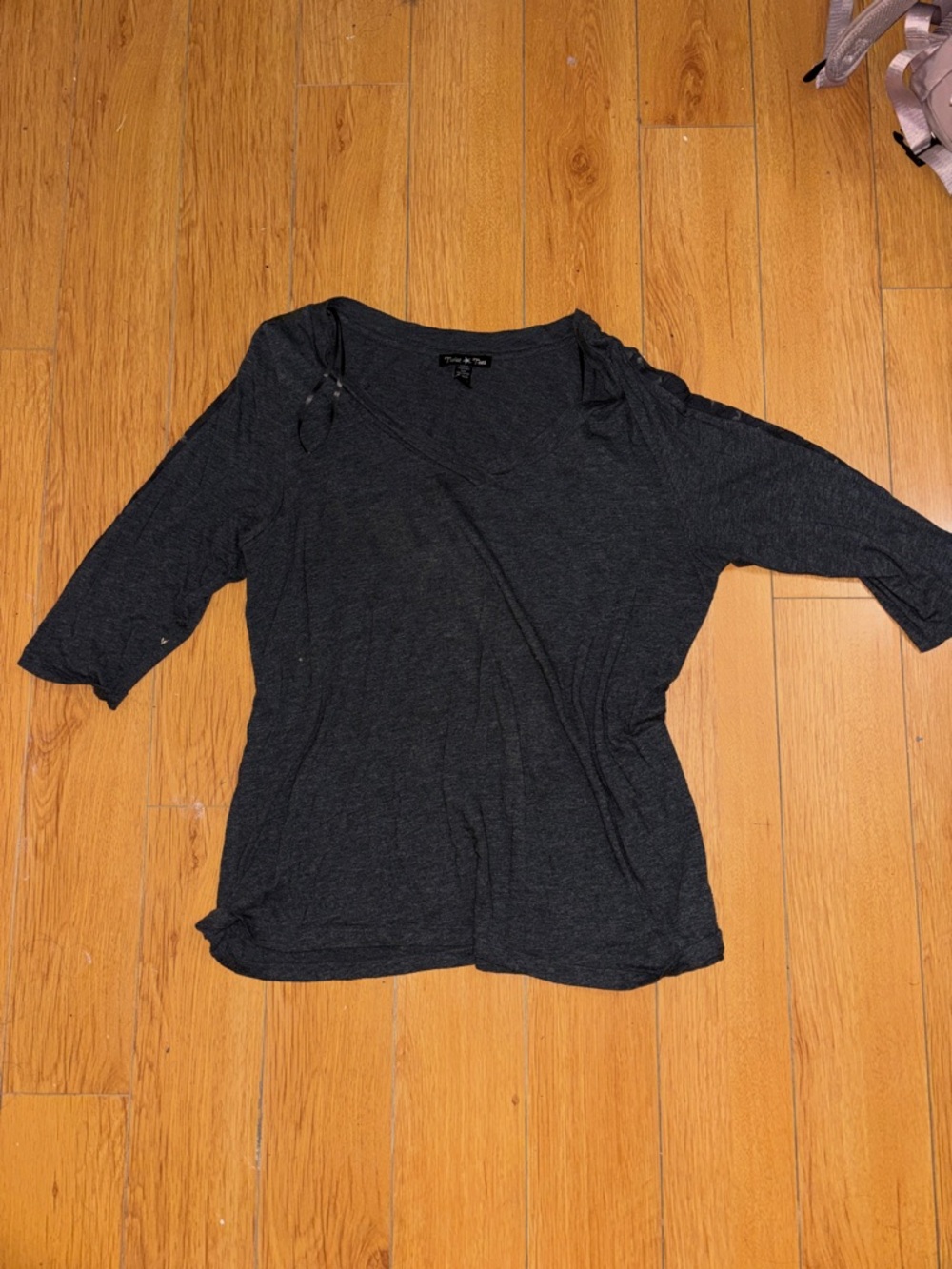 Women's Black V-Neck Tie-Shoulder Top